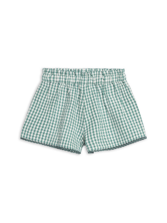 Patty Seersucker Scalloped Trim Short - Laguna Gingham