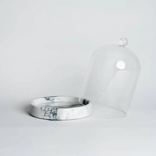 POURED NY-White Marble Cloche + Stone