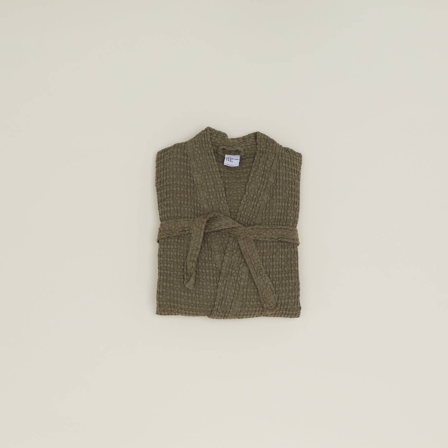 SIMPLE WAFFLE BATHROBE - OLIVE