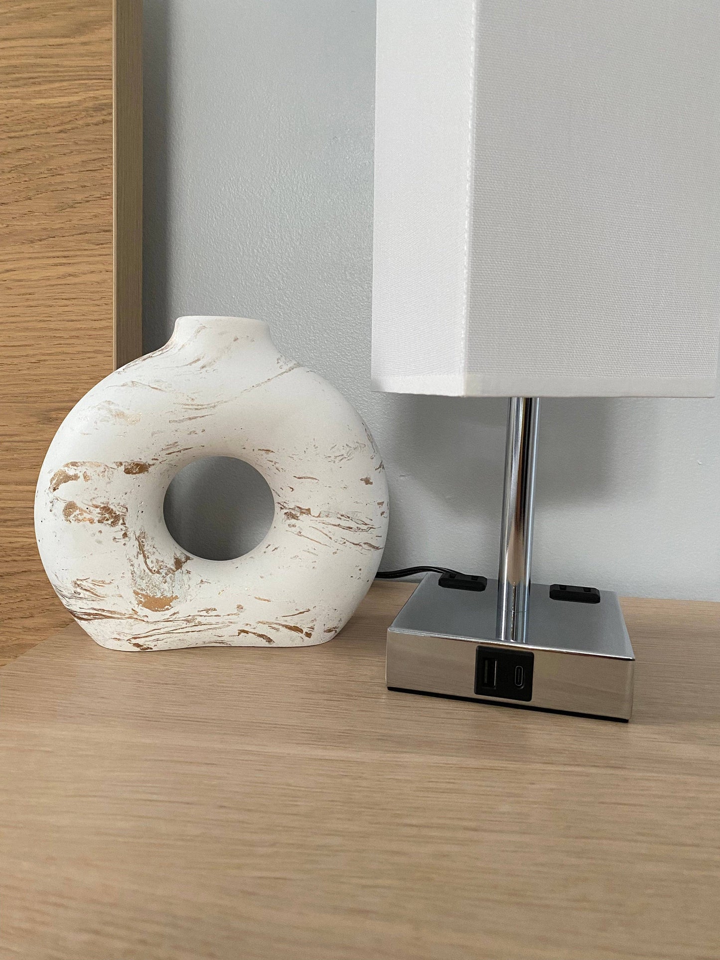 Fancy Concrete Donut Vase | Circular Hollow Vase