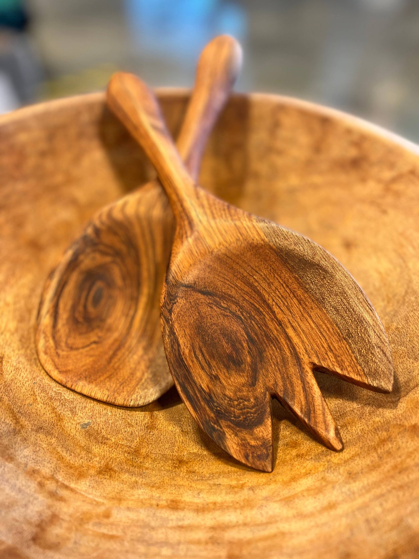 Handmade Peruvian Wood Salad Server Set