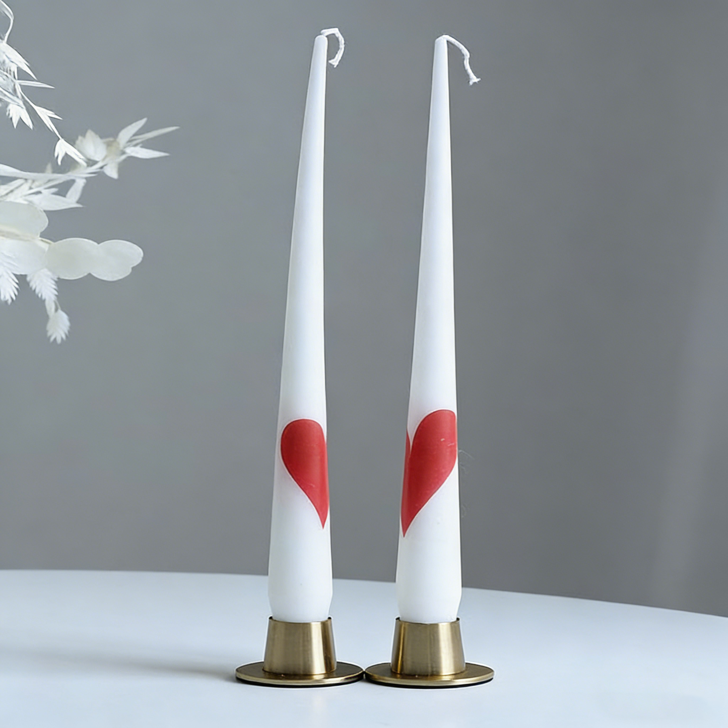 2pcs Long Stick Valentine’s Day Heart Cone Scented Candle