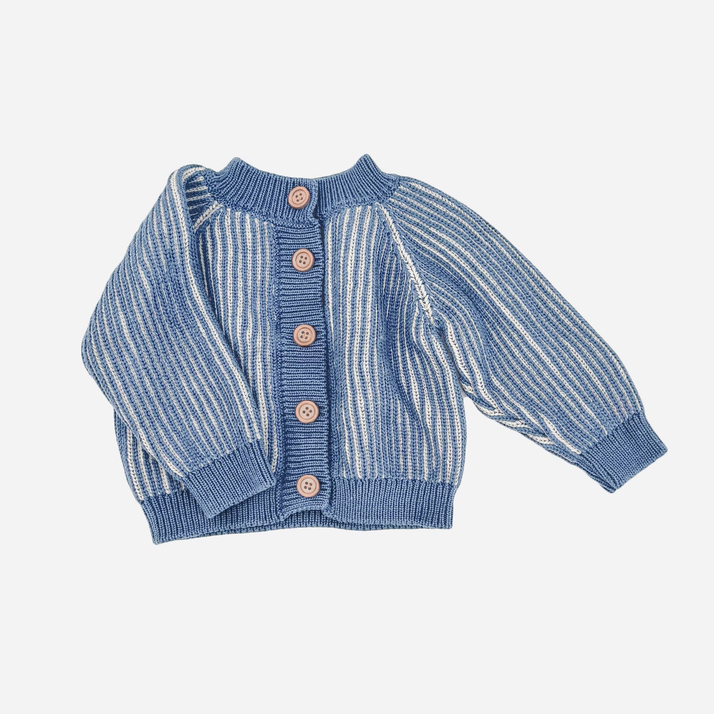 Cotton Brioche Cardigan Blue Baby Kid Stripe Sweater Clothes