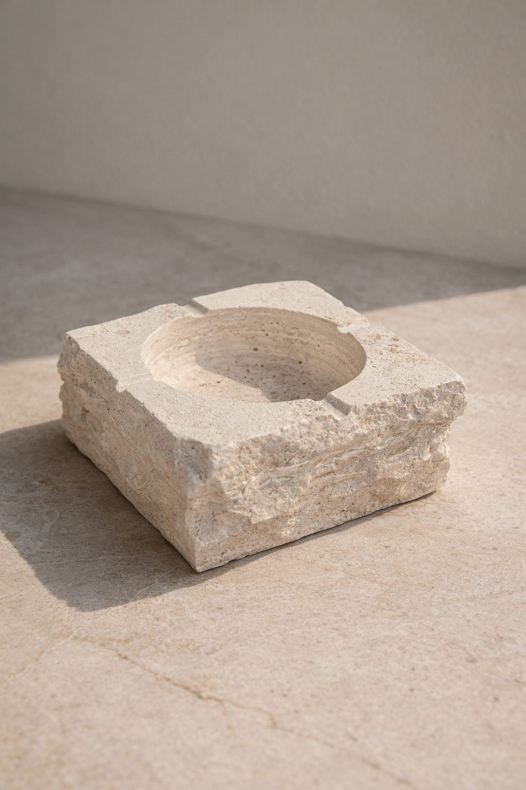 Chiseled Travertine Ashtray