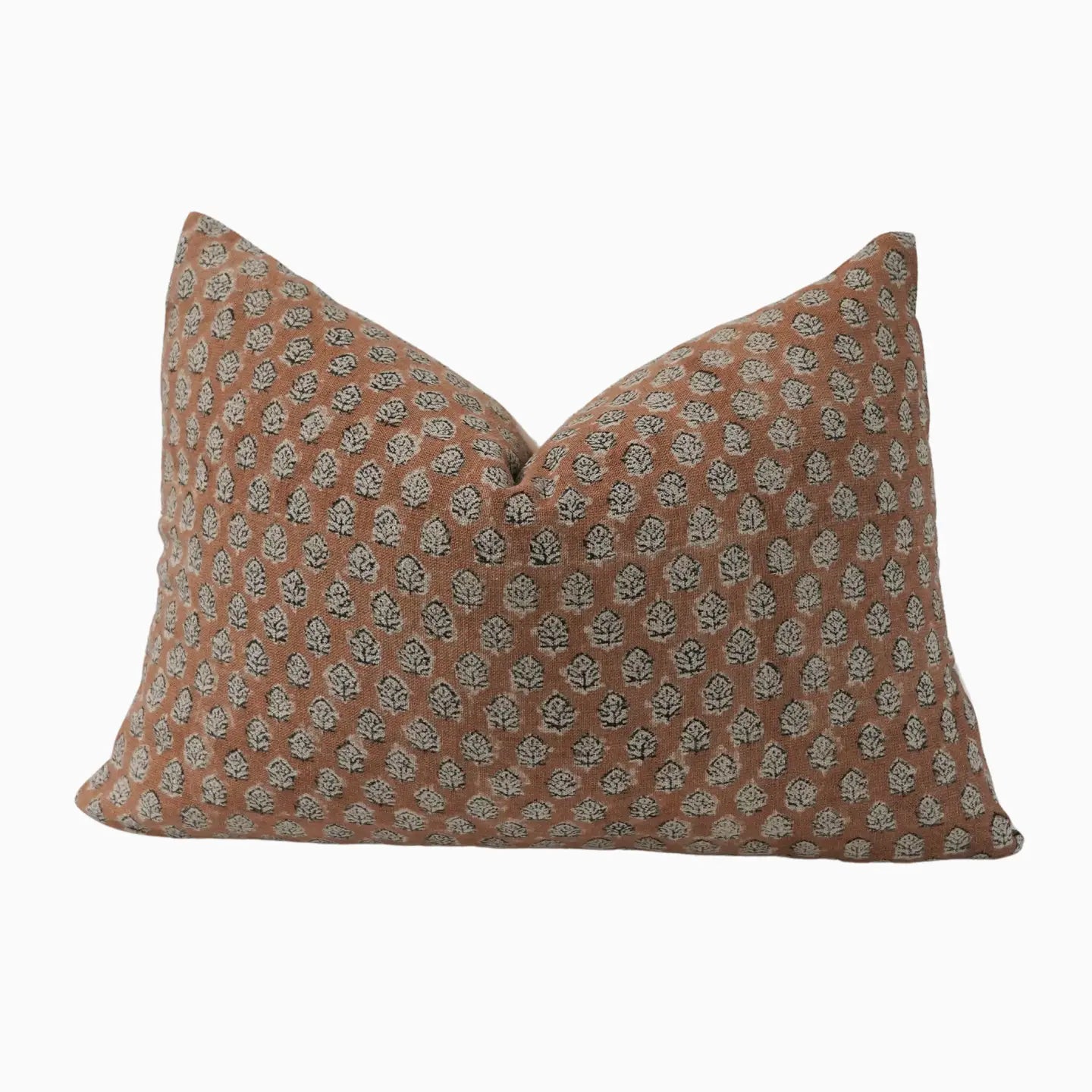 Adekola-Hand Block Linen Lumbar Pillow