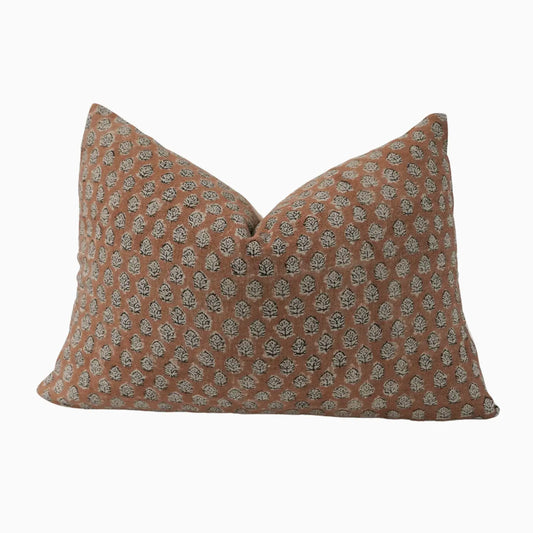 Adekola-Hand Block Linen Lumbar Pillow