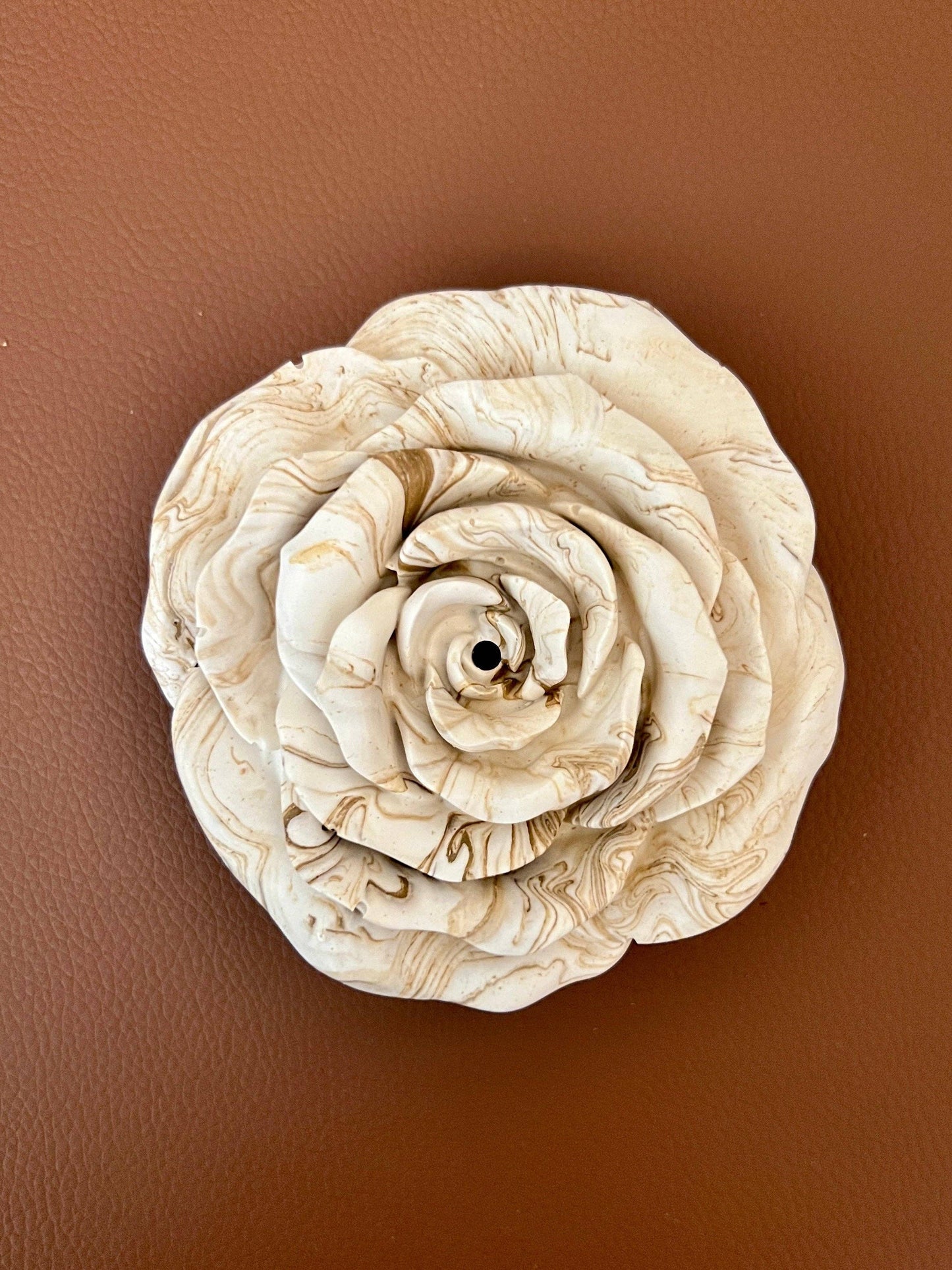 Handcrafted Rose Incense Holder_ Floral Jesmonite Incense Burner