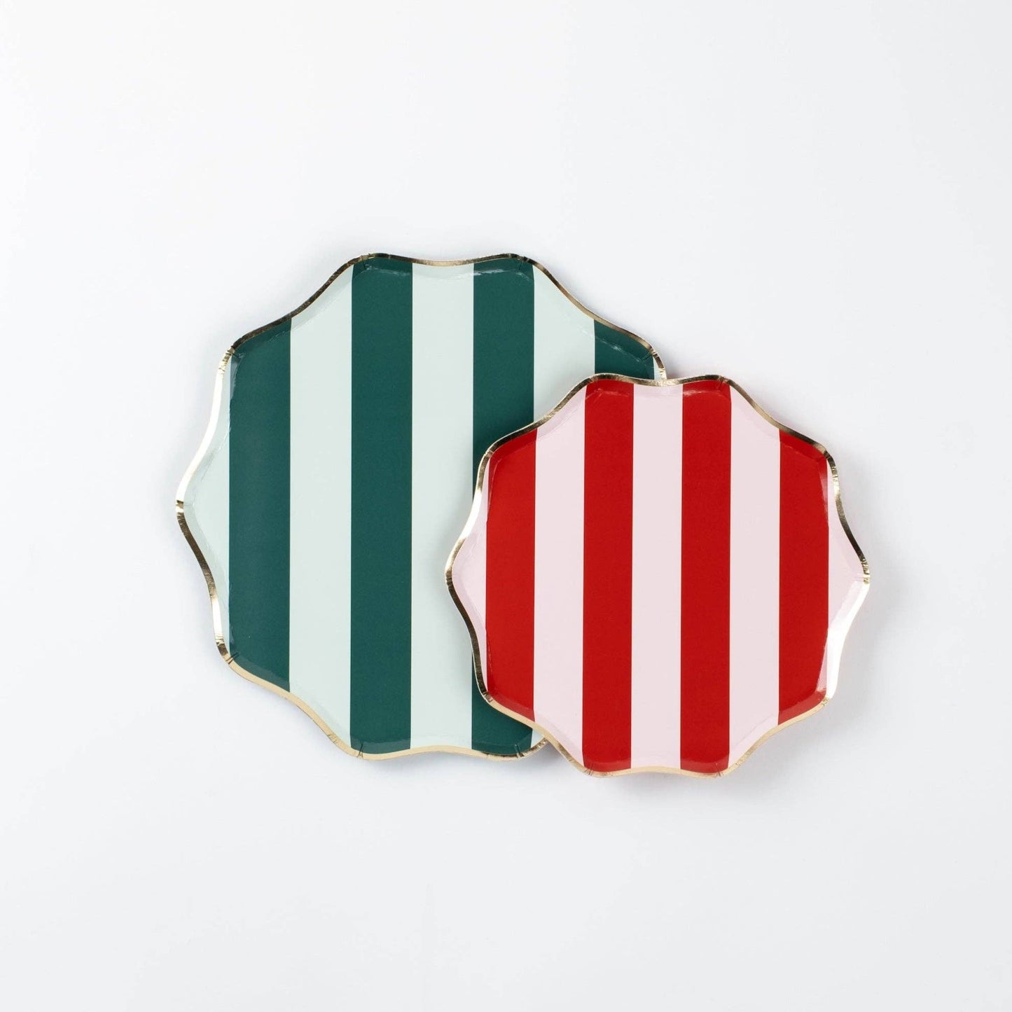 HOL25-DNP8- Green Holiday Stripes Dinner Plates