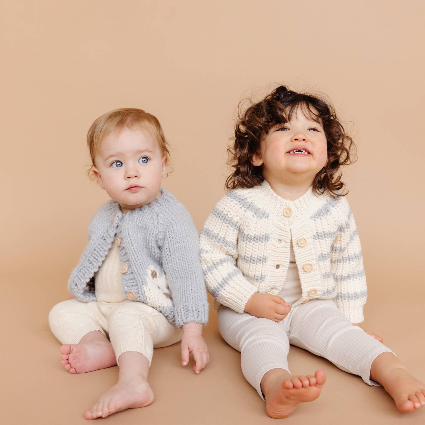 Rib Knit Stripe Cardigan Bowie Grey Baby Kid Sweater Basics