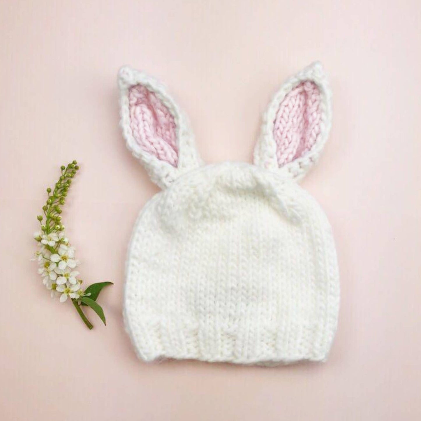 Bunny Hat, White Pink | Kids & Baby Beanie Spring Summer