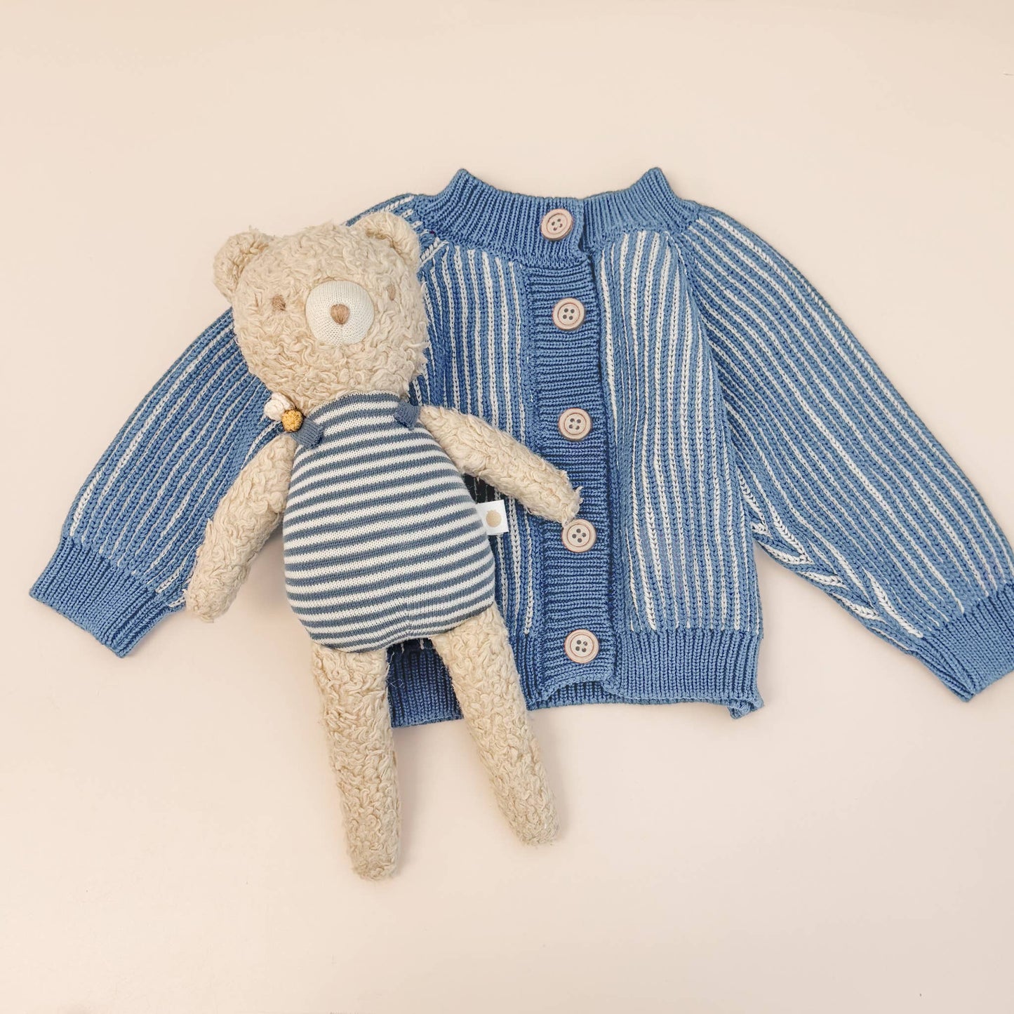 Cotton Brioche Cardigan Blue Baby Kid Stripe Sweater Clothes