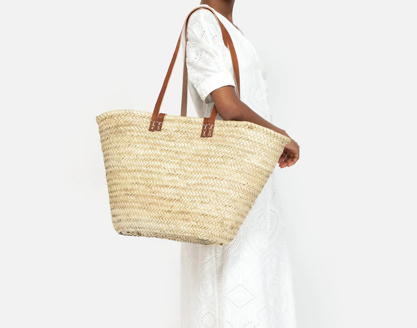 Handwoven French Market Basket – Natural Straw Tote