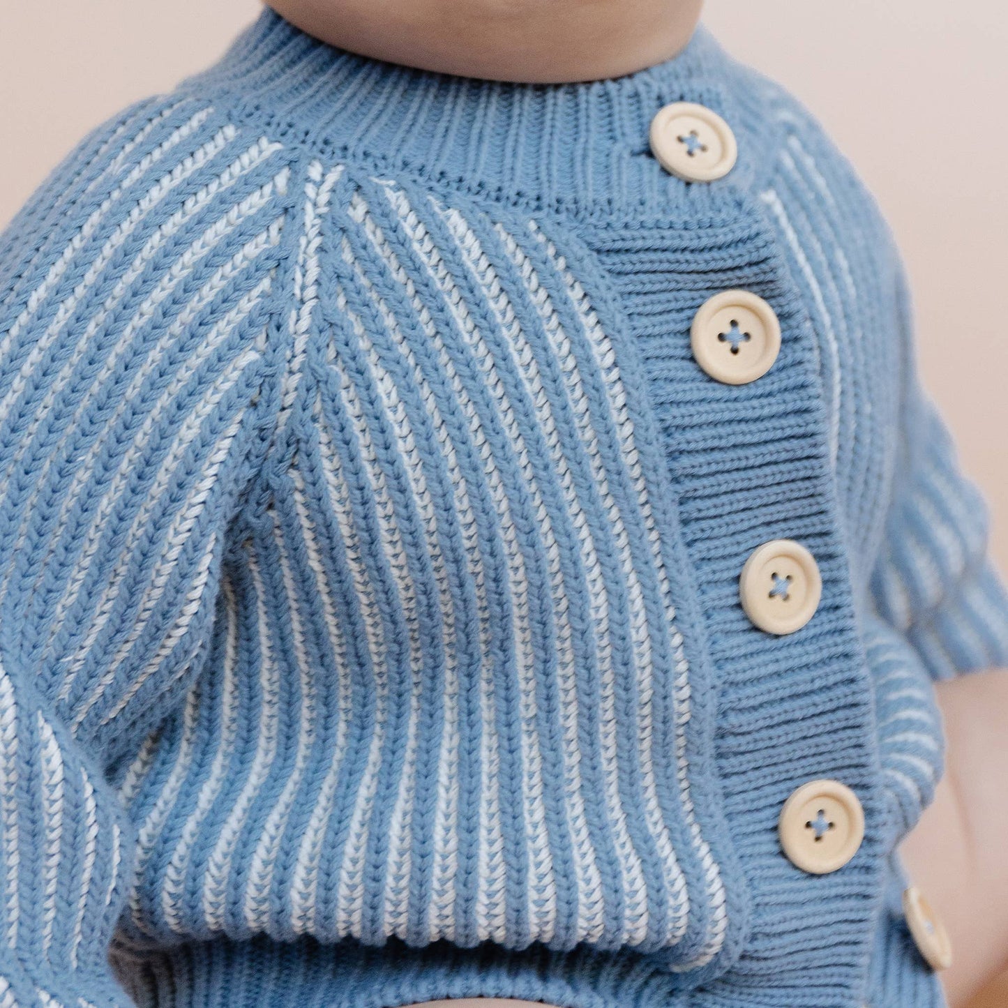 Cotton Brioche Cardigan Blue Baby Kid Stripe Sweater Clothes