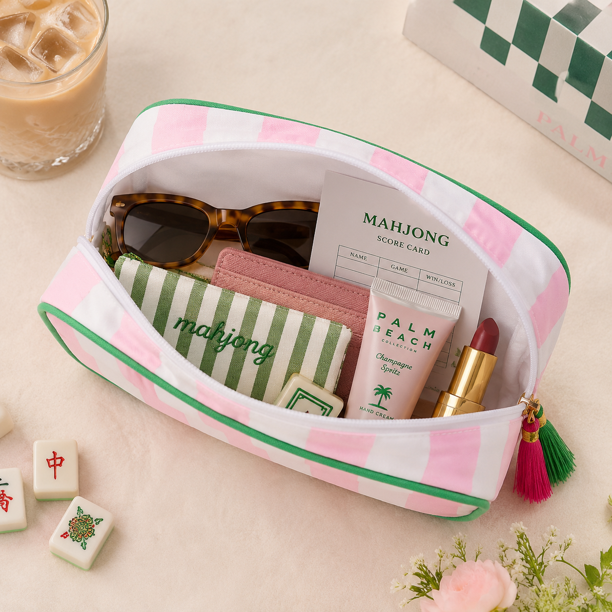 Mahjong Cosmetic Pouch, Mahjong Makeup Bag