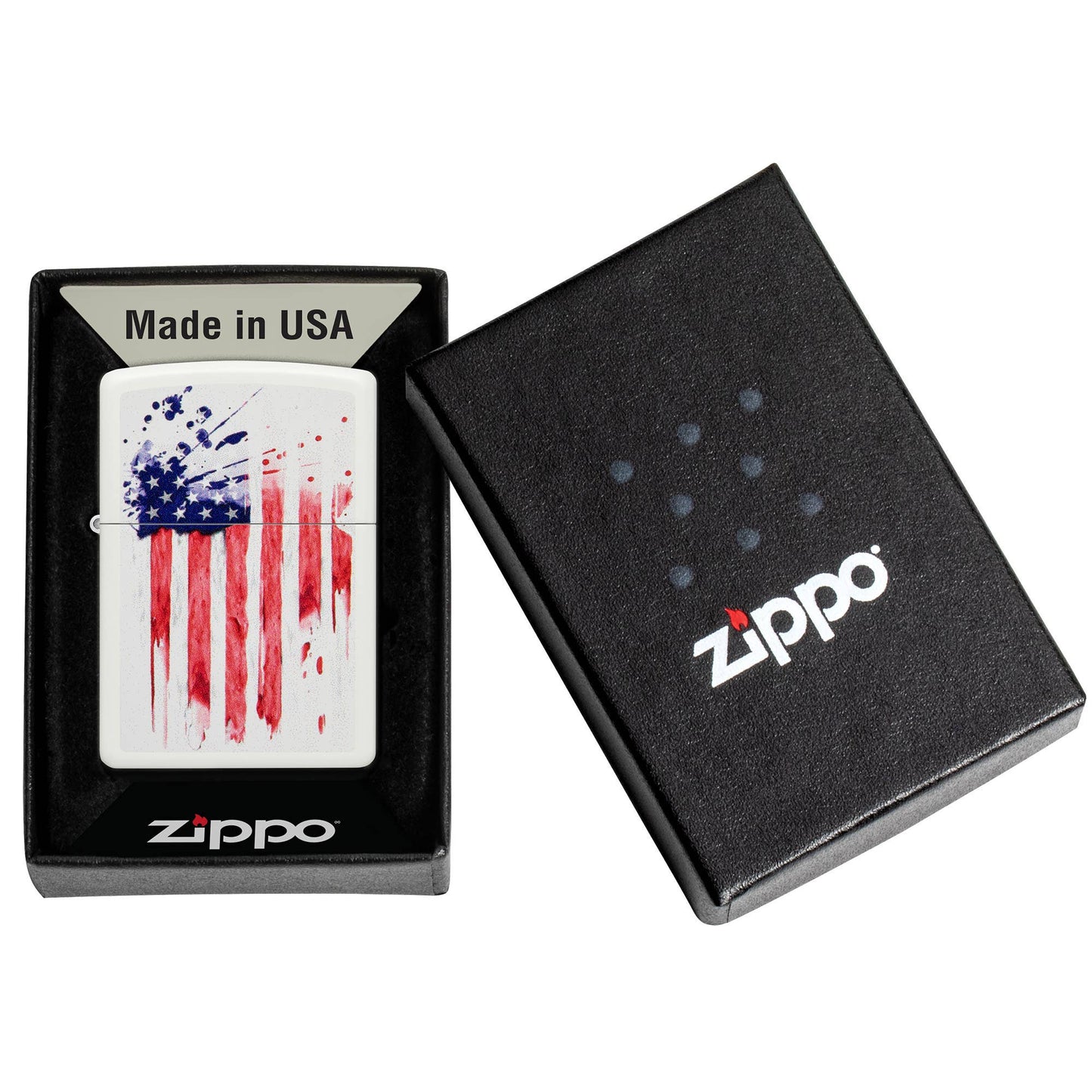 Zippo US Flag Design White Matte Windproof Lighter