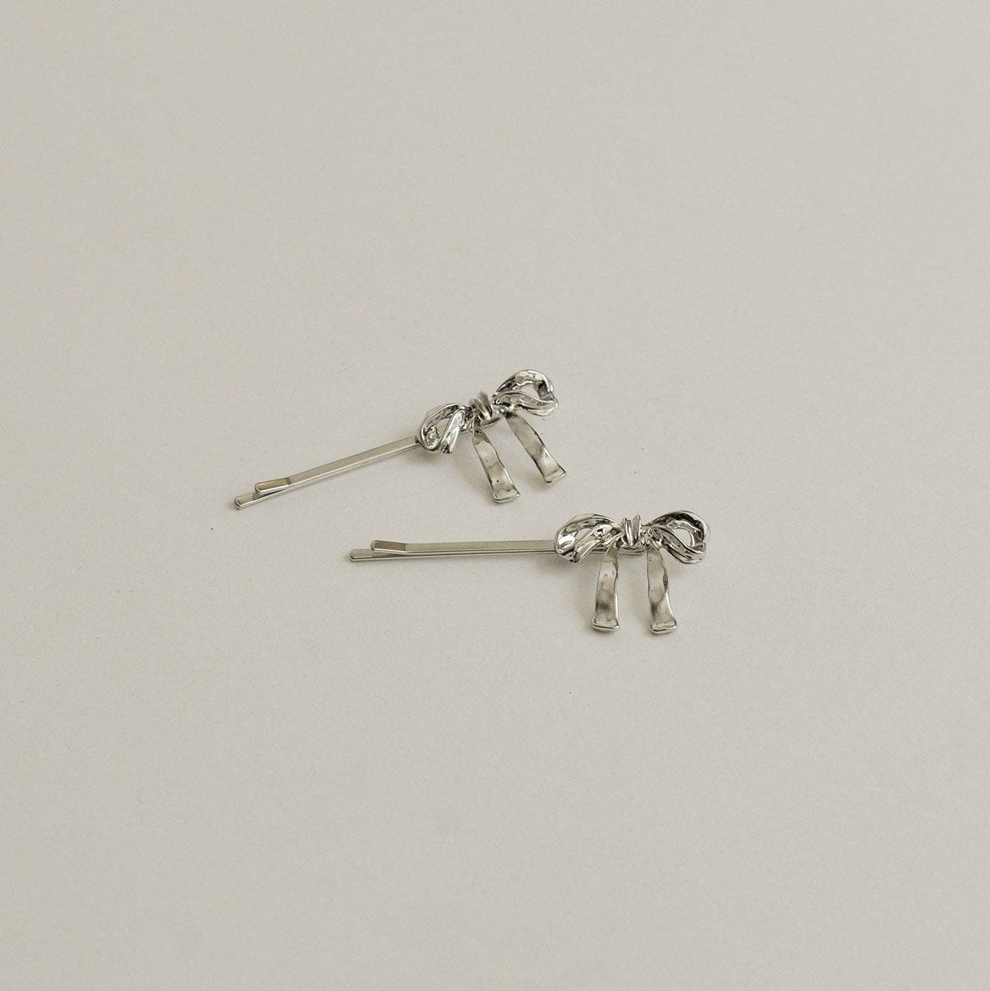 Ribbon Metal Hair Bobby Pins | Silver
