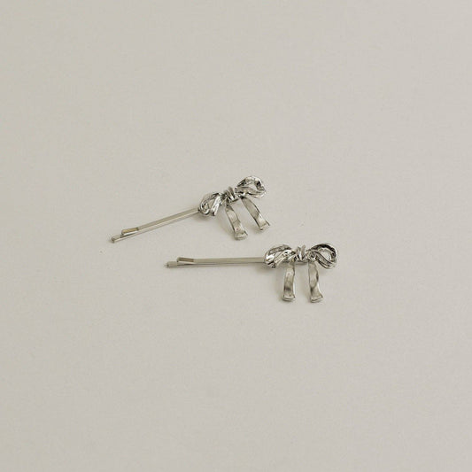 Ribbon Metal Hair Bobby Pins | Silver