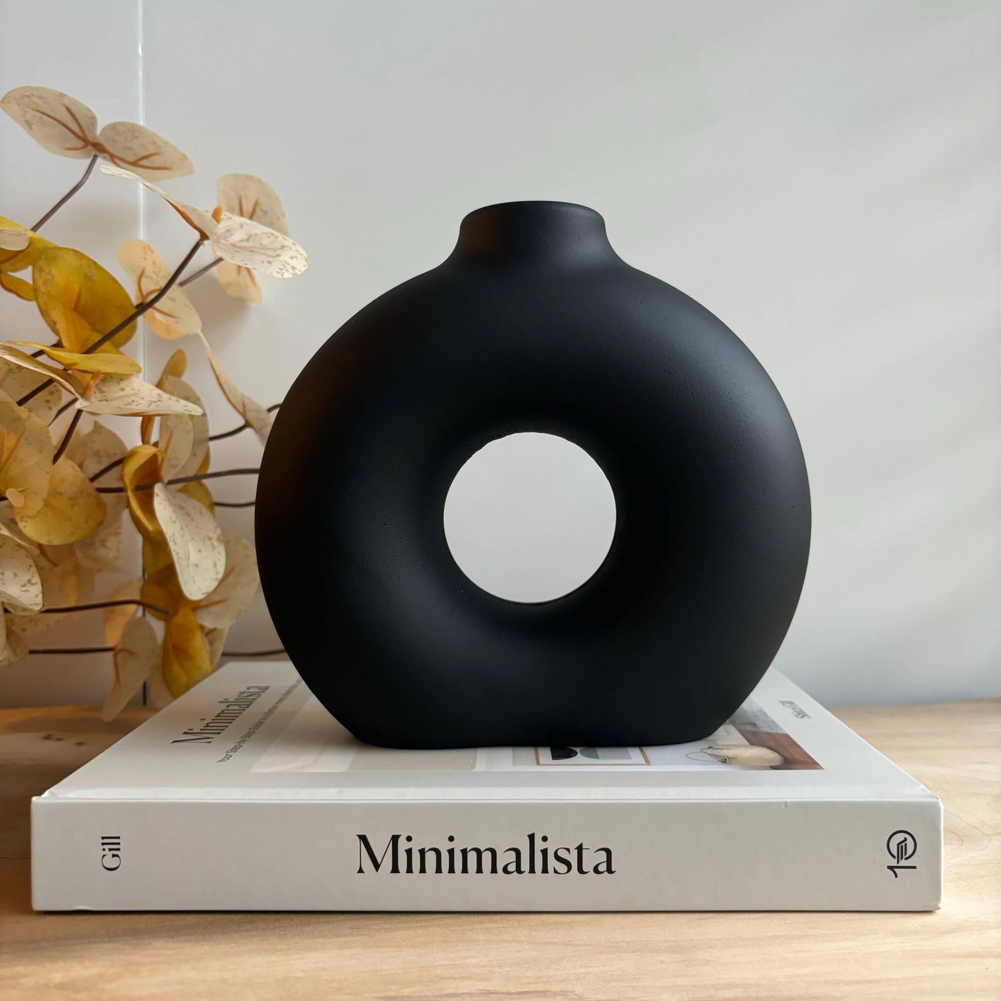 Fancy Concrete Donut Vase | Circular Hollow Vase