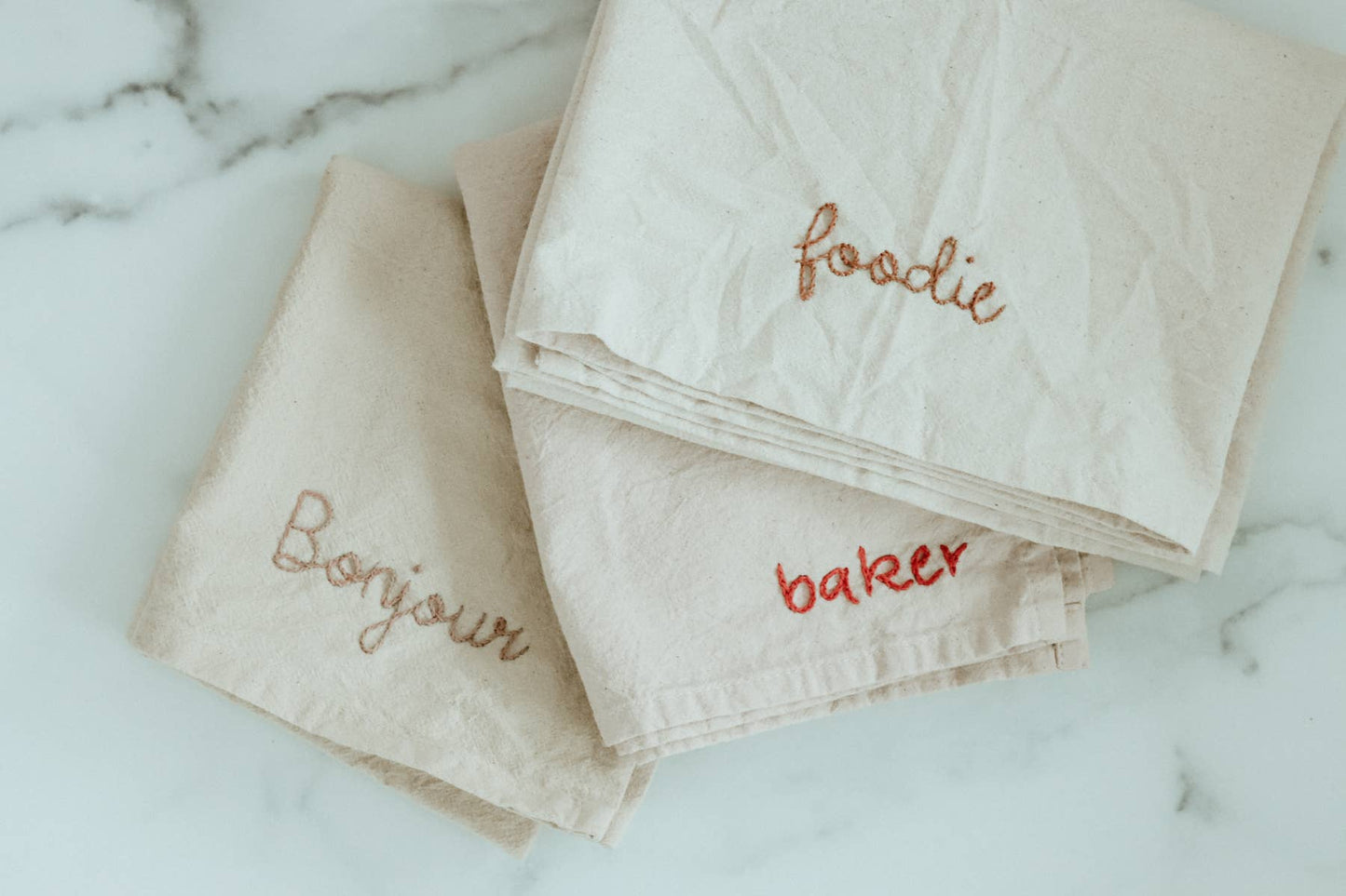 Hand embroidered Hand dyed Organic cotton Kitchen Towel 
