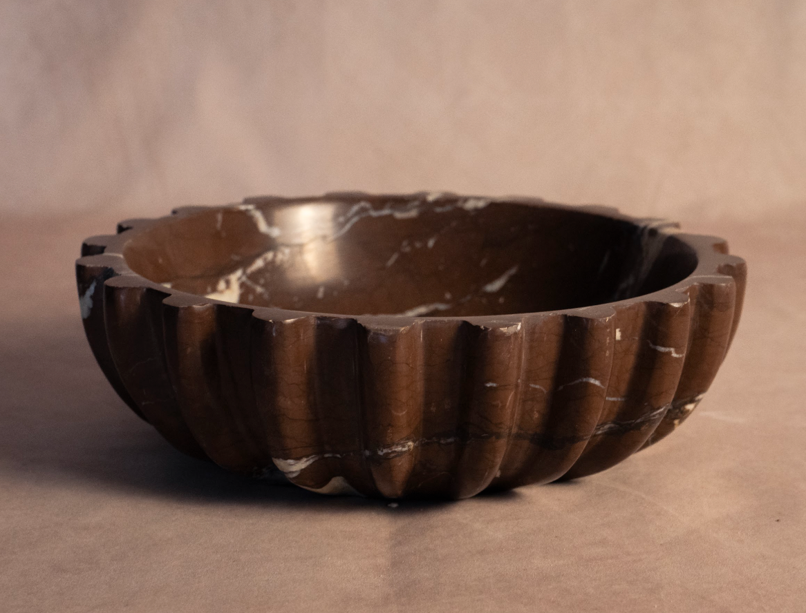 Signature Pleated Bowl - Chocolate Marble