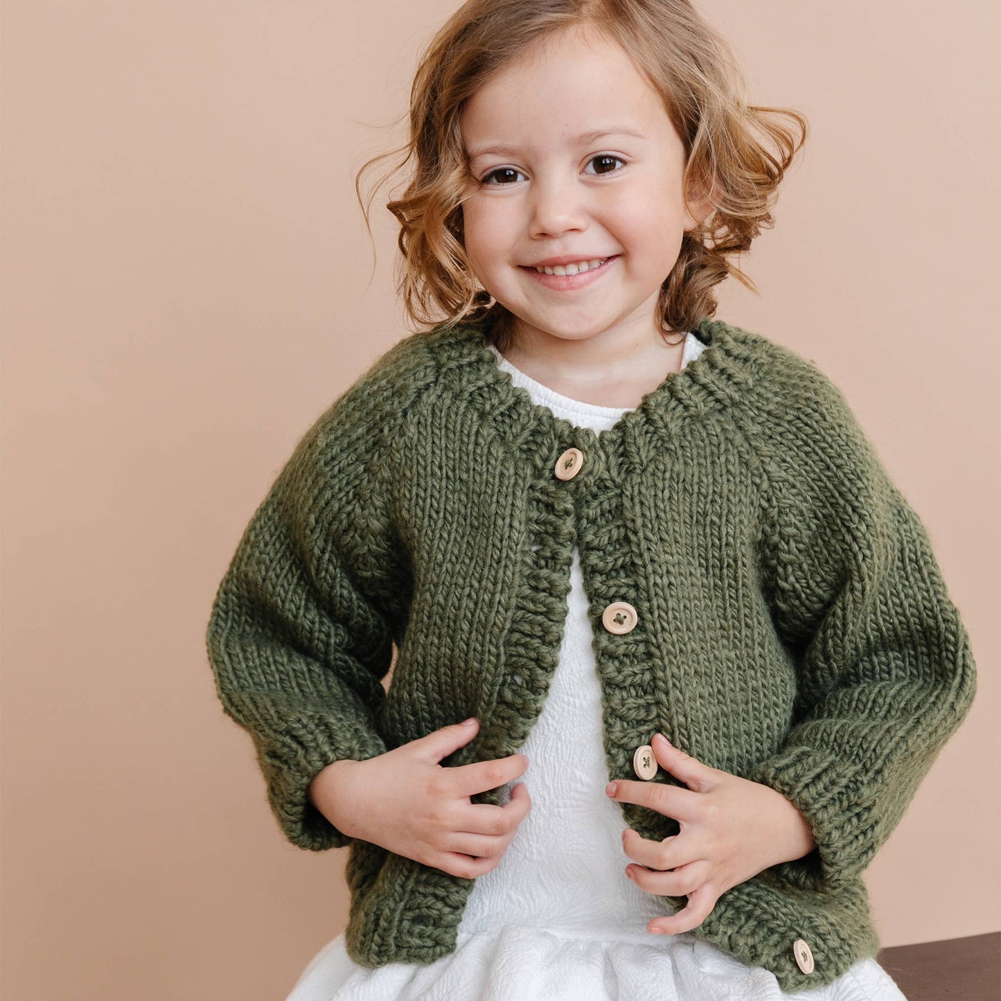 Classic Cardigan, Olive Baby Kid Winter Holiday Fall Netural