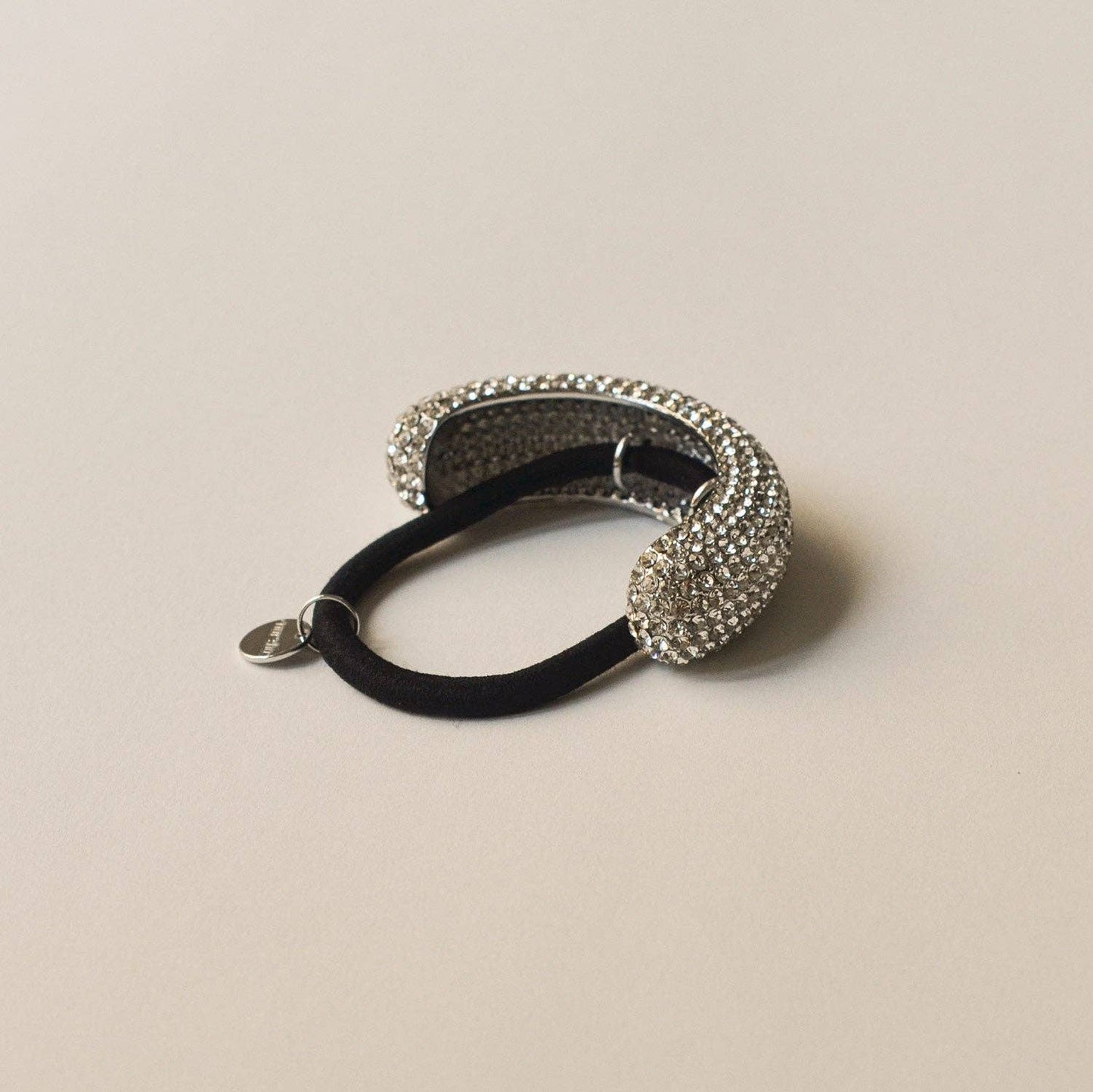 Pave Stone Metal Cuff Ponytail Hair Tie | Silver