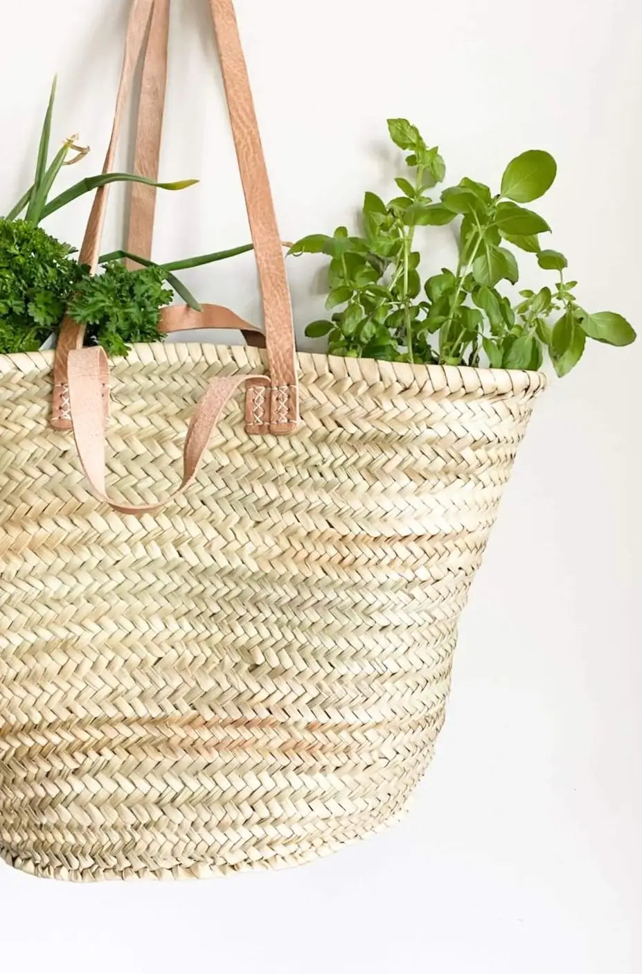 Handwoven French Market Basket – Natural Straw Tote