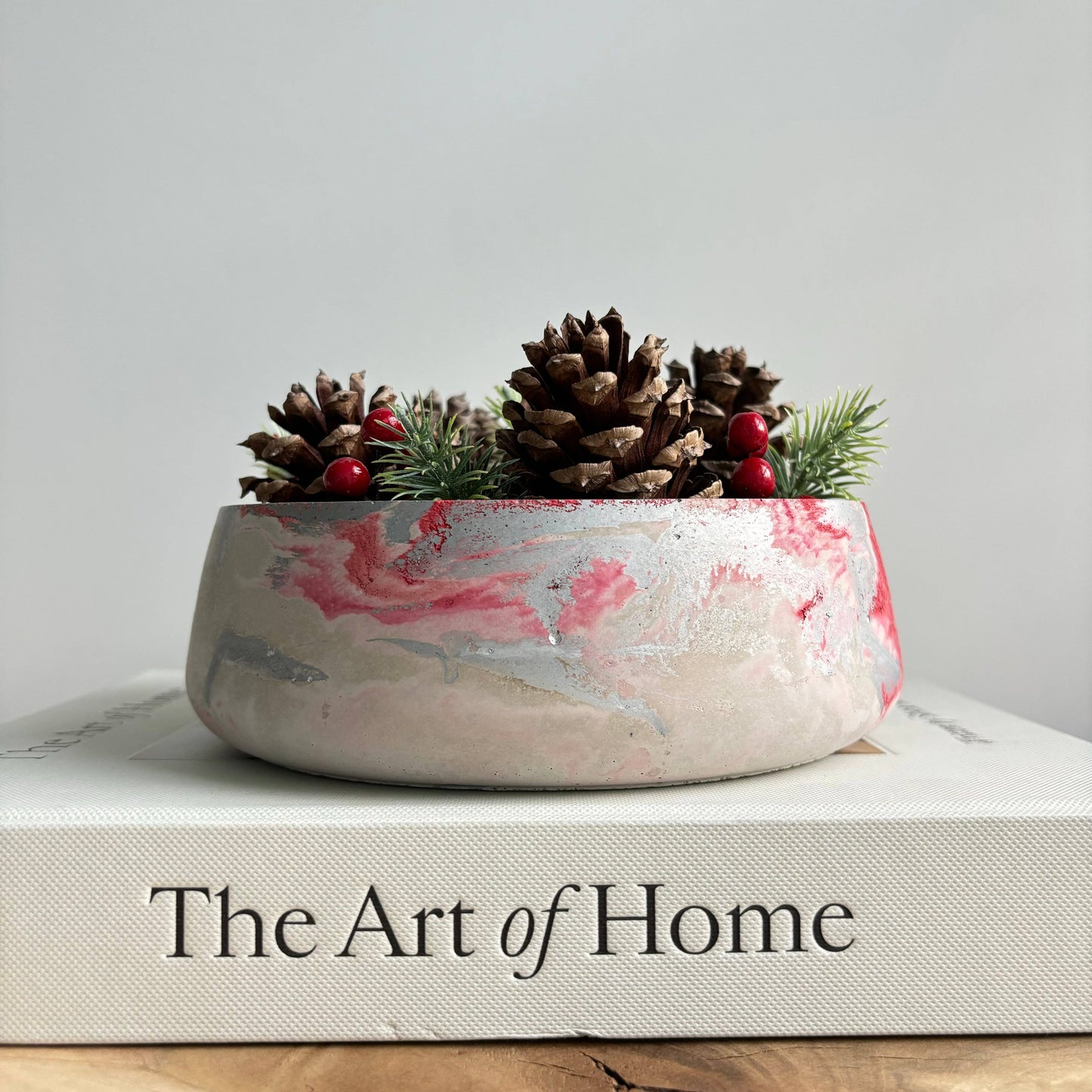 Daza - Decorative Concrete Bowl | Centerpiece Bowl: Green Fusion Marble / Without hole
