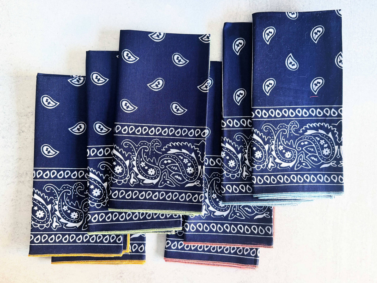 Navy Blue Bandana Cloth Napkins, set of four