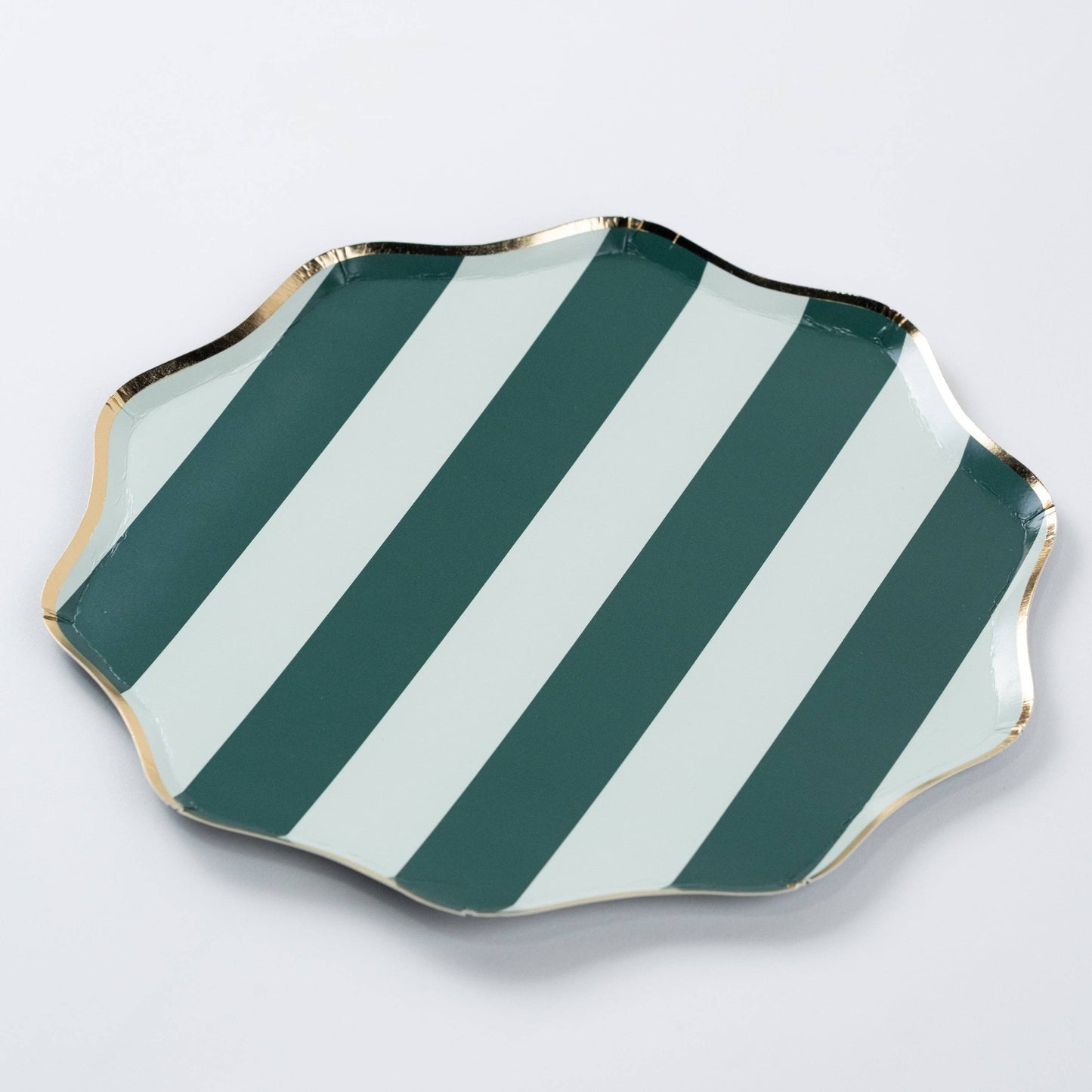 HOL25-DNP8- Green Holiday Stripes Dinner Plates