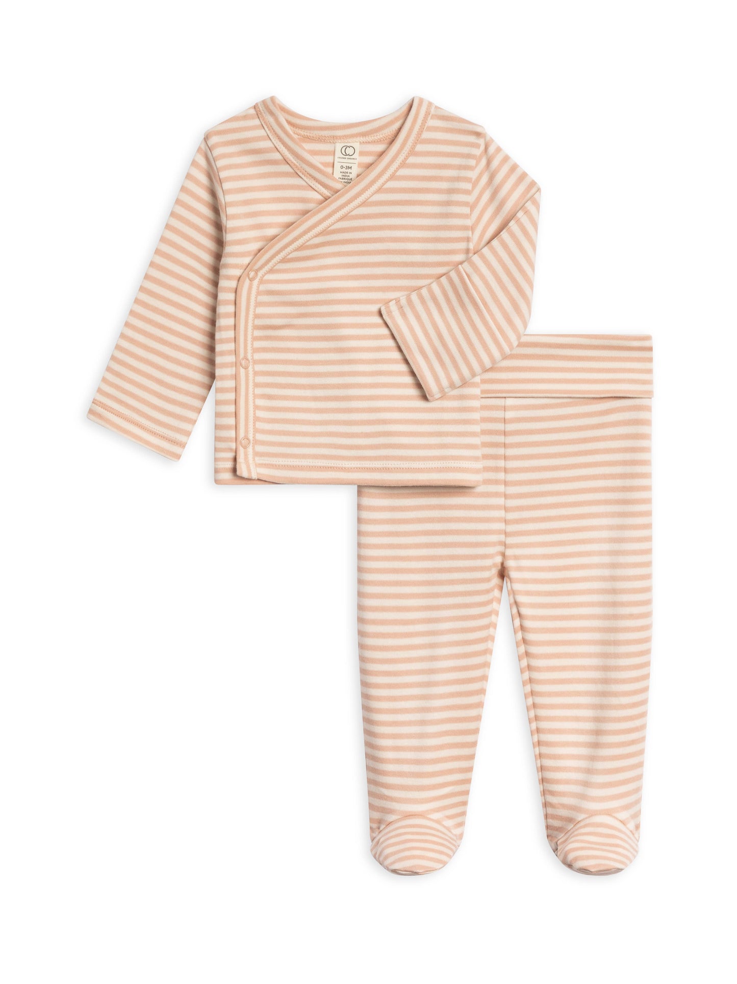 Colored Organics Riley 2 Piece Kimono Top and Pant Set - Stripe Collection