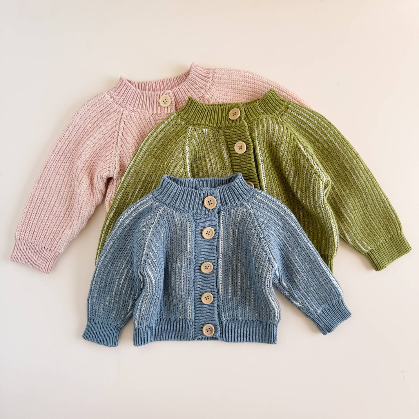 Cotton Brioche Cardigan Blue Baby Kid Stripe Sweater Clothes