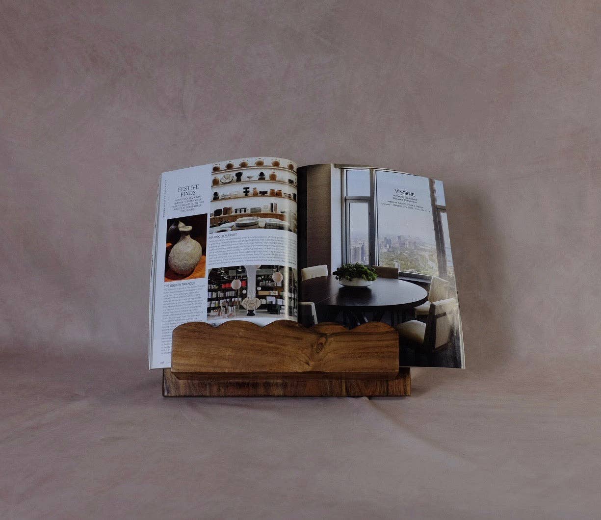 Mango Wood Scalloped Cookbook Stand