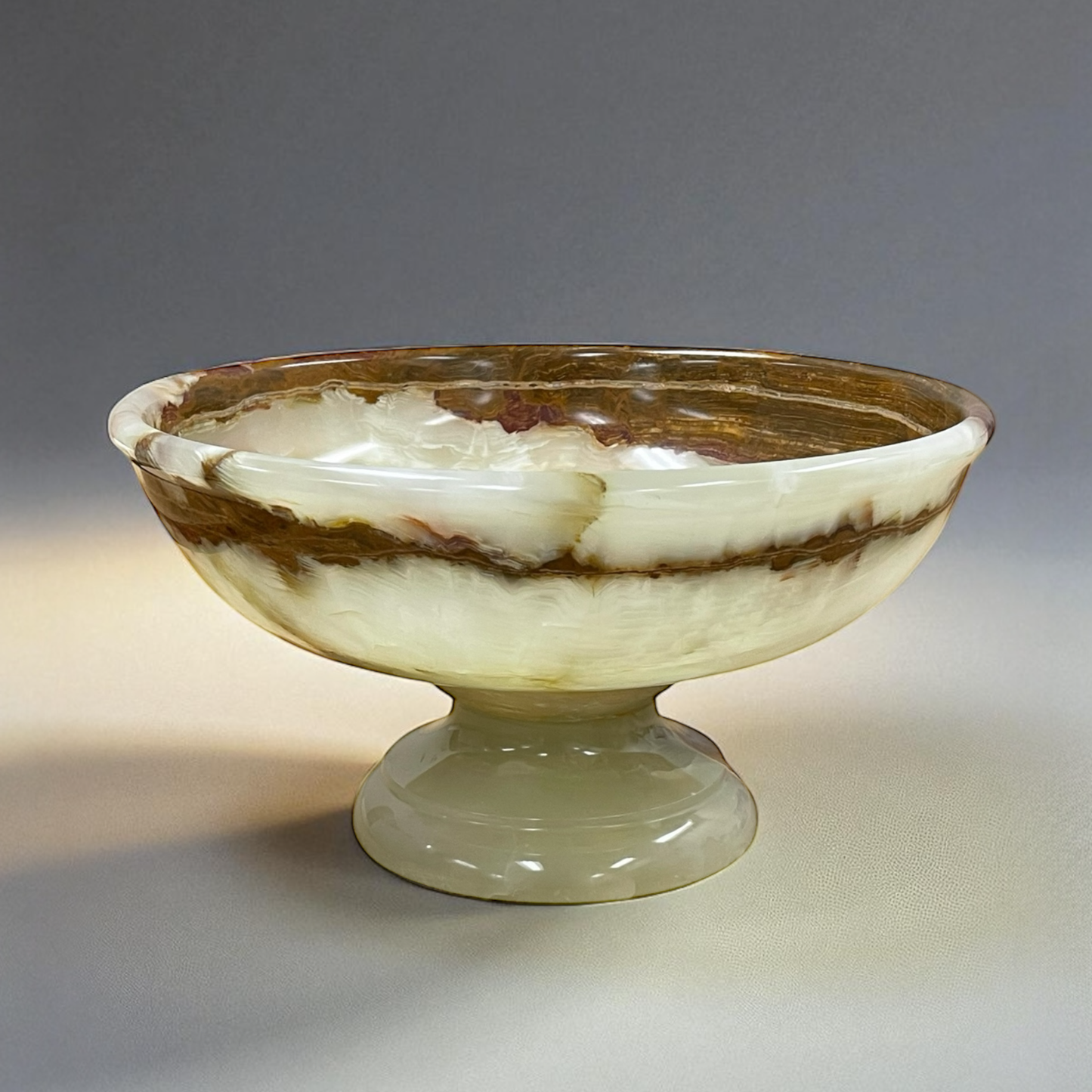 Carpo Collection Light Green Onyx Pedestal Bowl