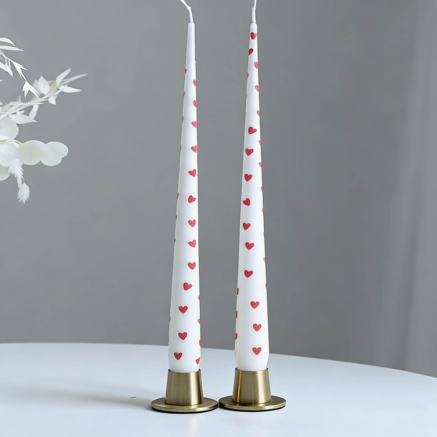 2pcs Long Stick Valentine’s Day Heart Cone Scented Candle