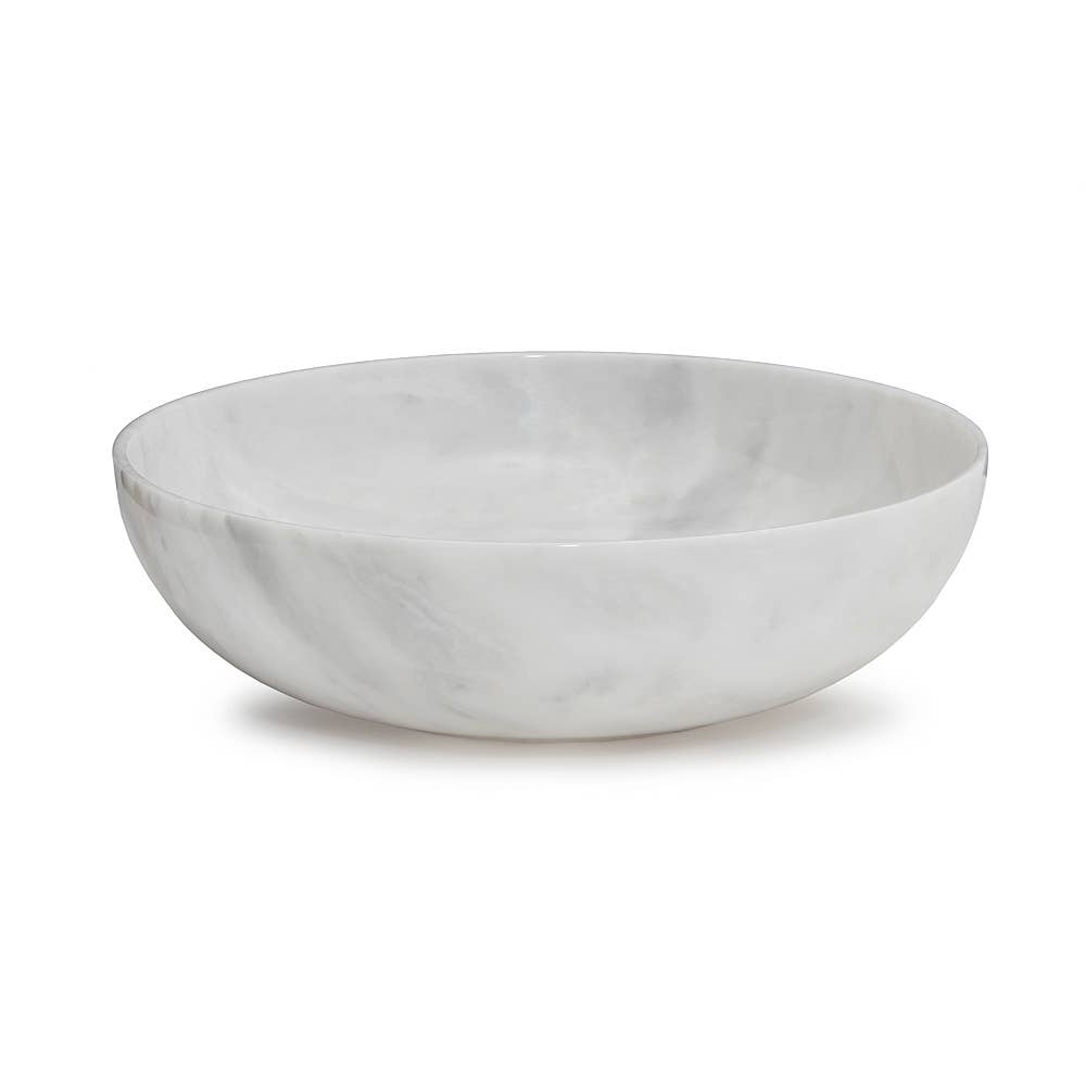 16" Laurus Collection Pearl White Marble Bowl