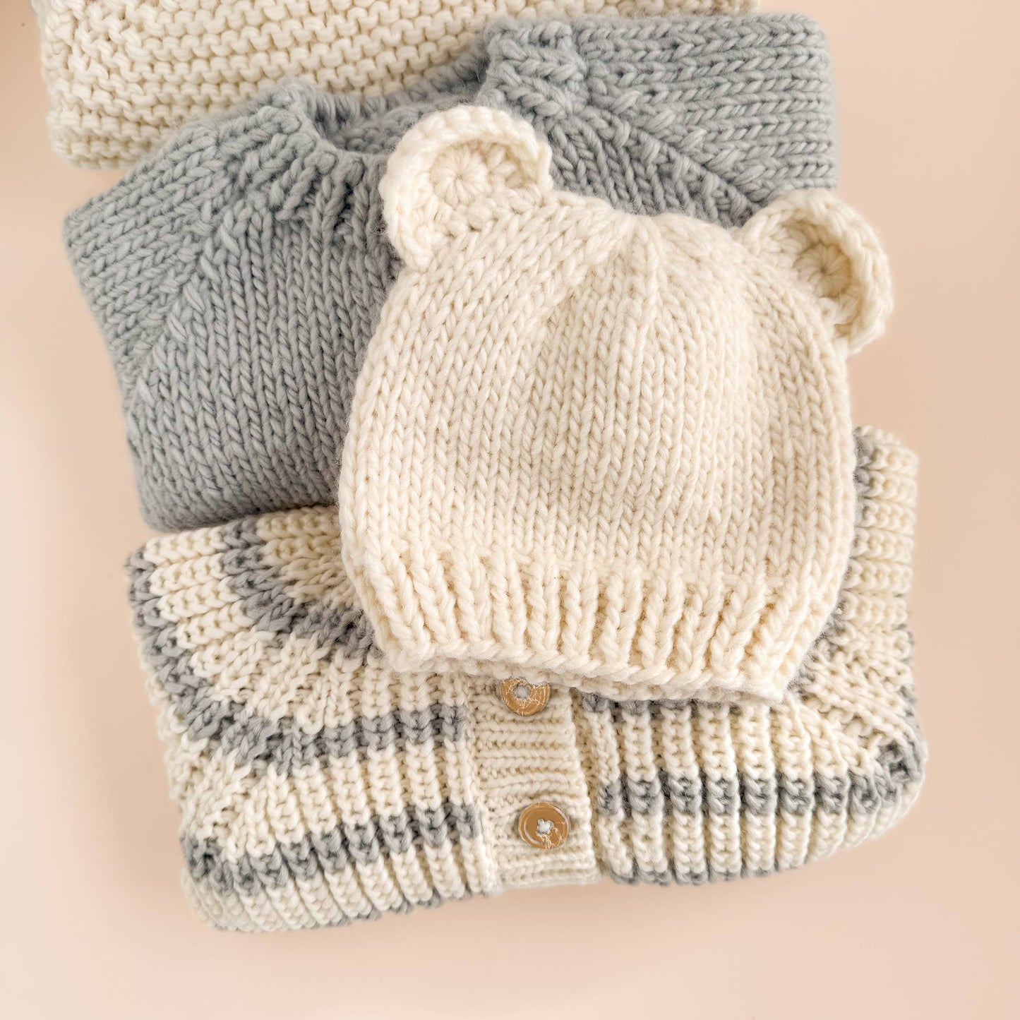 Rib Knit Stripe Cardigan Bowie Grey Baby Kid Sweater Basics