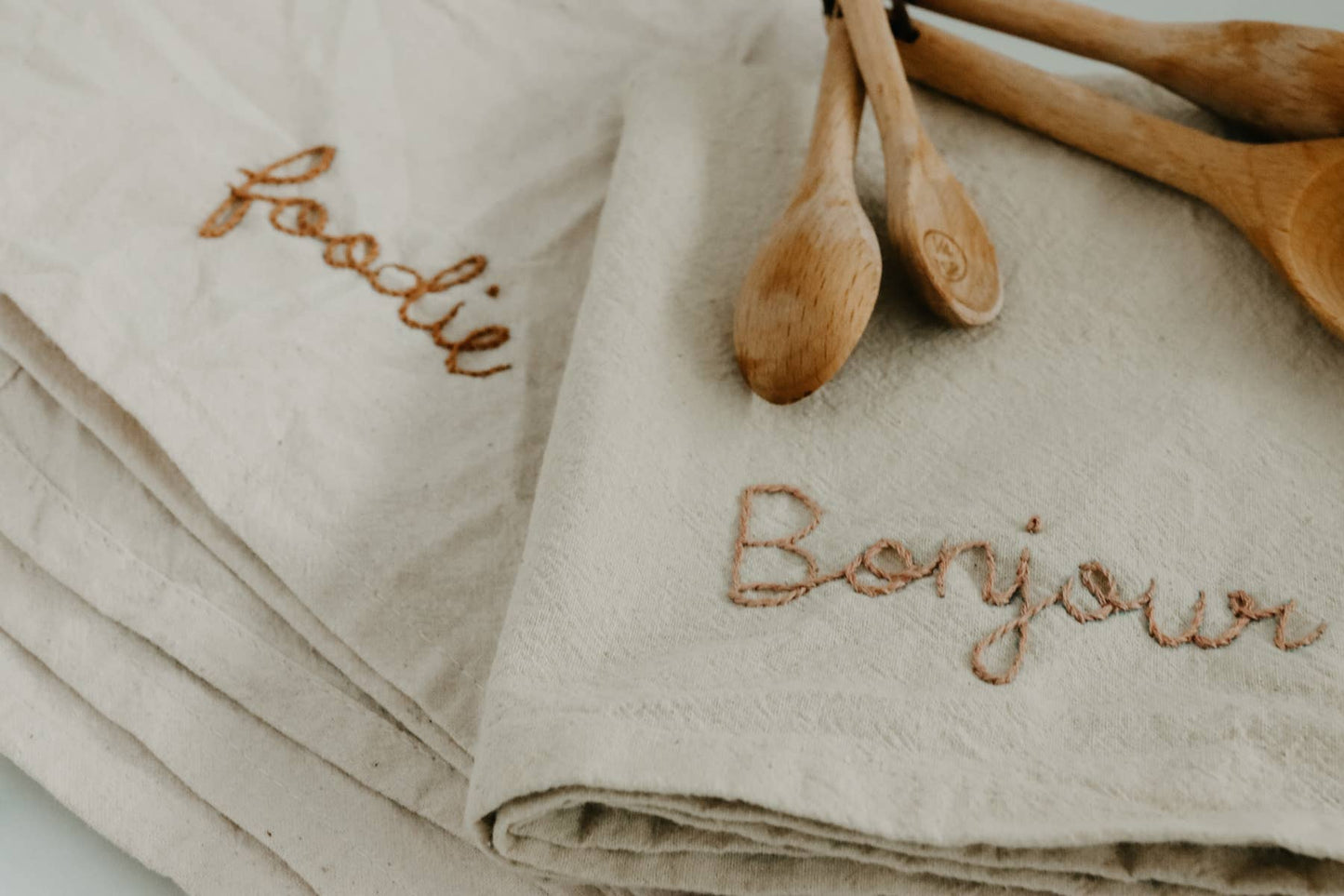 Hand embroidered Hand dyed Organic cotton Kitchen Towel 