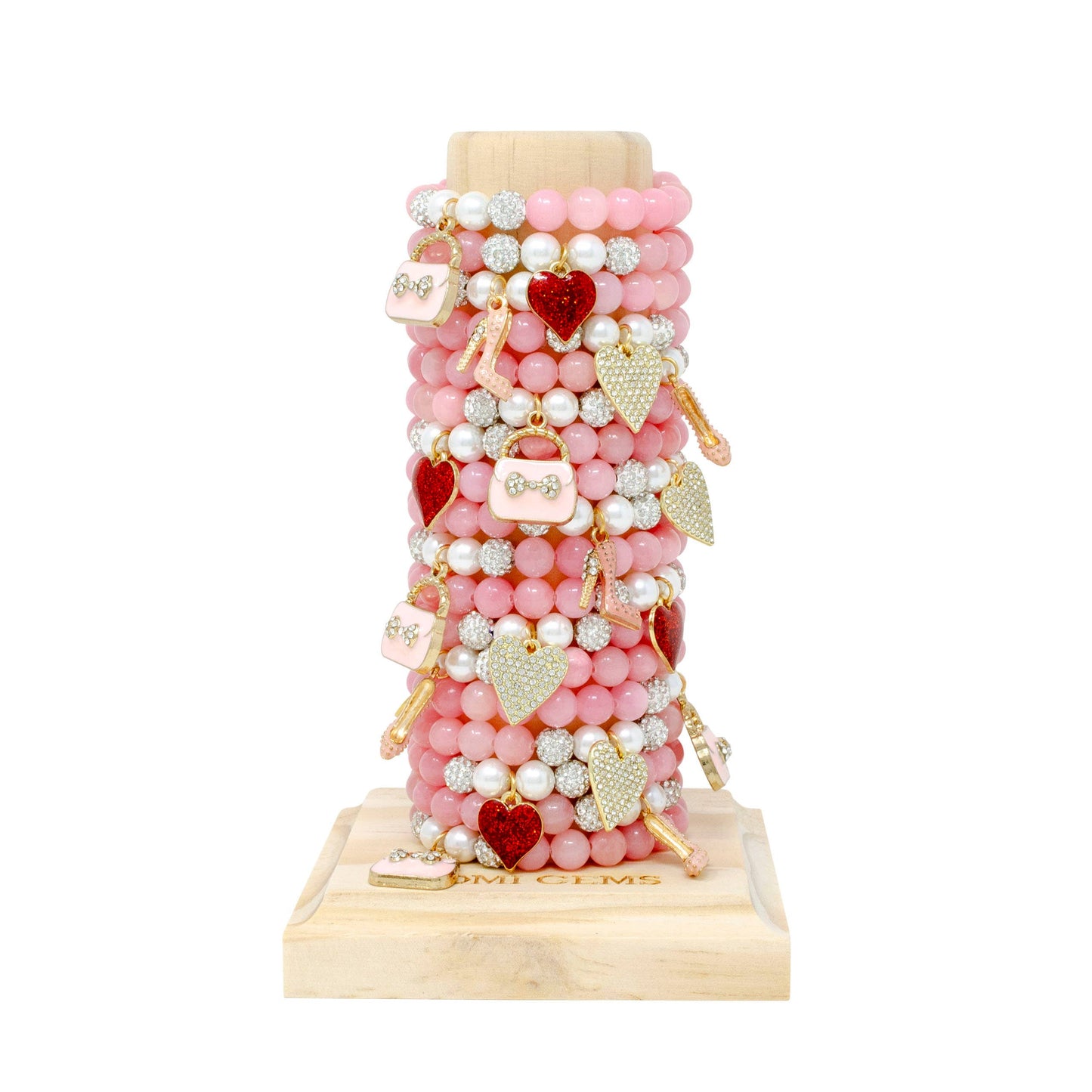 Fancy Pink Hearts  Bracelet Tower