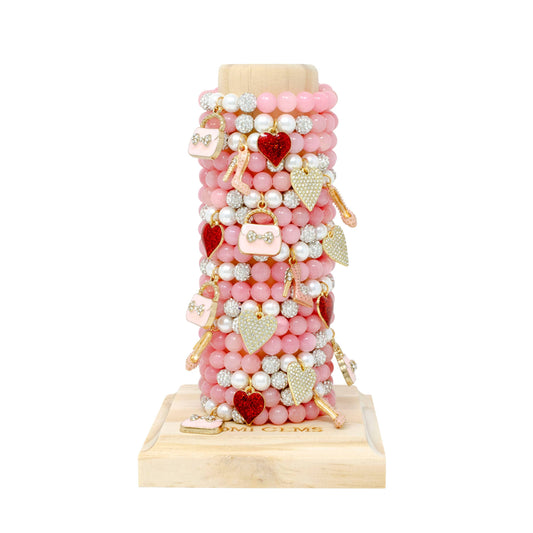 Fancy Pink Hearts  Bracelet Tower