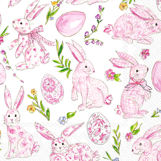 Paper Cocktail Napkins 20 Ct Pink Bunny Floral Rosanne Beck