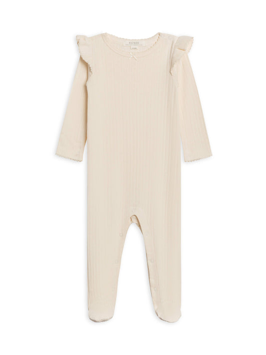 Colored Organics Addy Brushed Back Pointelle Flutter Sleeve Footed Romper
