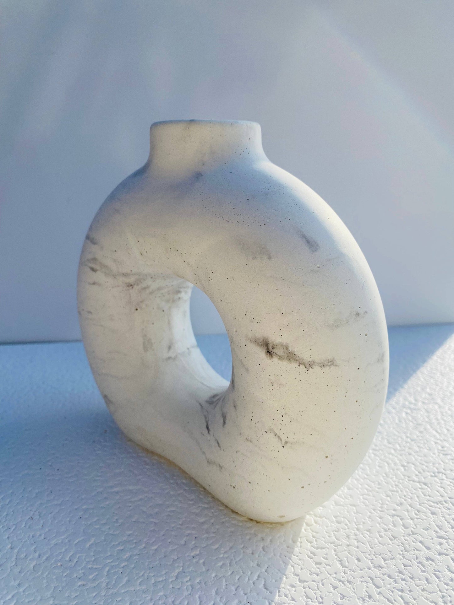 Fancy Concrete Donut Vase | Circular Hollow Vase
