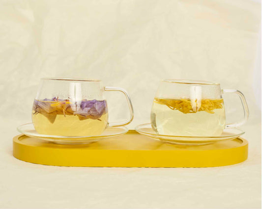 Glass cup + saucer set