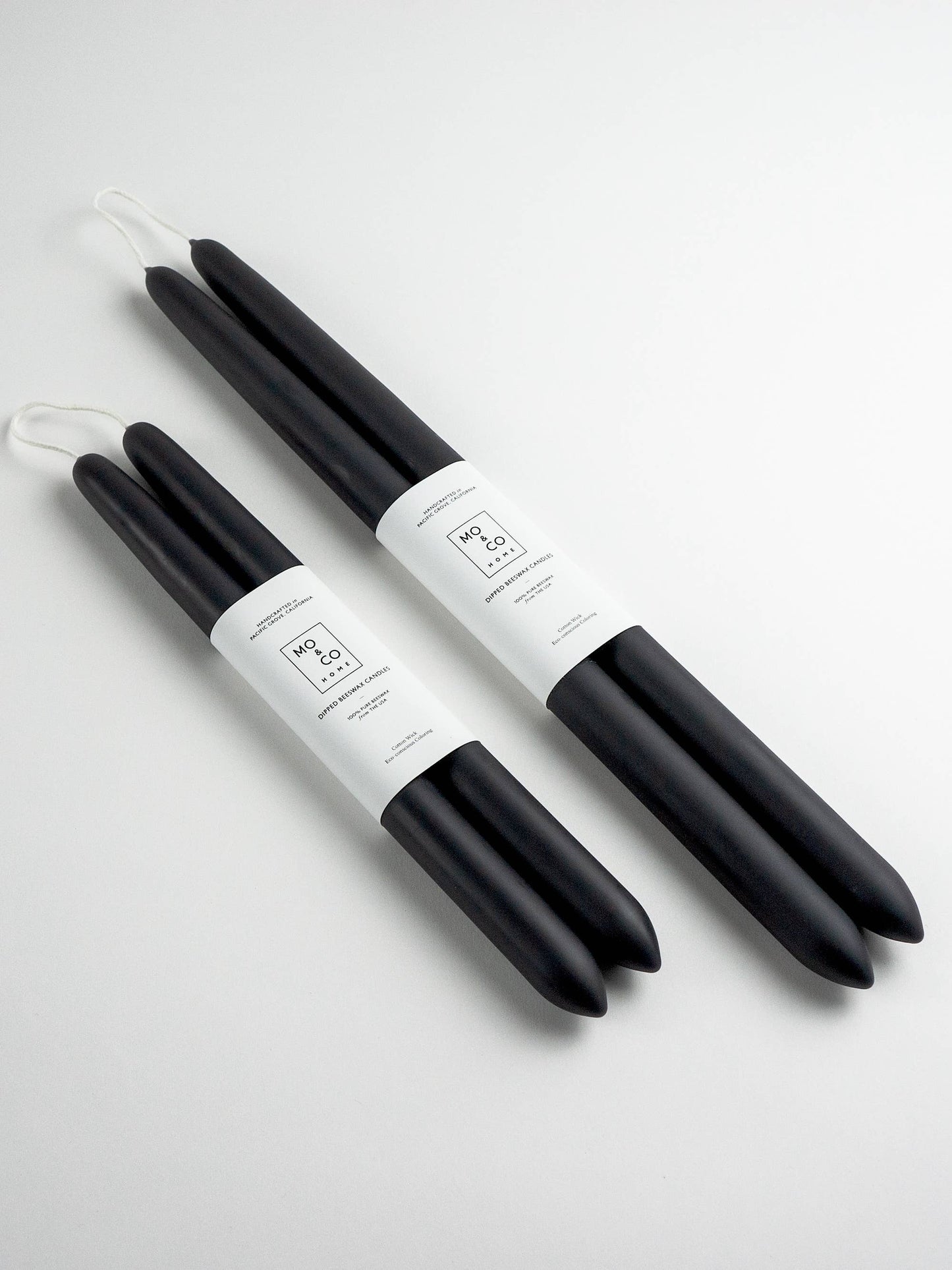 Charcoal | Dipped Beeswax Taper Candles | All Natural