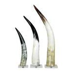 BOT-Black & White Cow Horn on Base