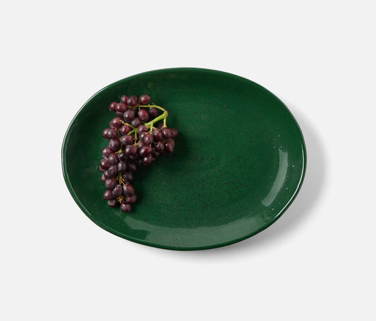 Dark Green Salt Glaze Oval Serving Platter